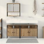 vidaXL Ensemble de mobilier de salle de bain avec étagère 3 Pièces Marron