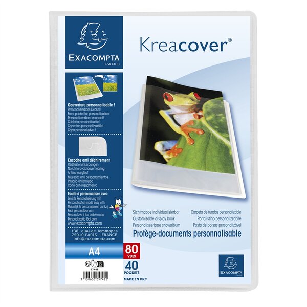 Protège-documents PP semi rigide Kreacover® Chromaline 80 vues - A4 - Incolore EXACOMPTA