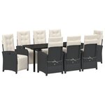 vidaXL Ensemble de Salle à Manger de Jardin 9 Pièces avec Coussins en Rattan Poly Noir