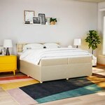 vidaXL Sommier à lattes de lit avec matelas Crème 200x200 cm Tissu