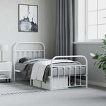 vidaXL Cadre de lit métal sans matelas avec pied de lit blanc 90x190cm
