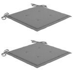 vidaXL Chaises de jardin lot de 2 et coussins gris Bois de teck massif