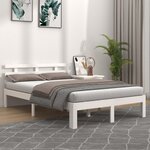 vidaXL Cadre de lit Blanc Bois massif 120x190 cm Petit double