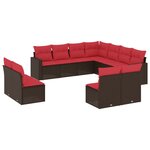 vidaXL Salon de jardin et coussins 11 Pièces marron résine tressée