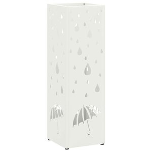 vidaXL Porte-parapluie avec stockage Blanc 15 5 x 15 5 x 49 cm Métal