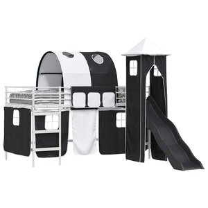 vidaXL Lit mezzanine pour enfants Blanc et Noir 107 x 200 cm Métал