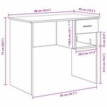 vidaXL Bureau Sonoma gris 90 x 49.5 x 75 cm Bois d'ingénierie