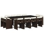 vidaXL Ensemble à manger de jardin avec coussins 13 Pièces marron rotin