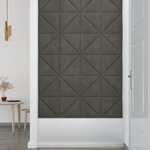vidaXL Panneaux muraux 12 Pièces Gris foncé 30x30 cm Velours 0 54 m²