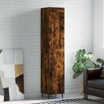 vidaXL Buffet haut Chêne fumé 34 5x34x180 cm Bois d'ingénierie