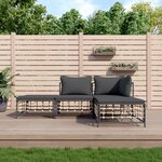 vidaXL Salon de jardin 4 Pièces avec coussins anthracite résine tressée