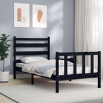 vidaXL Cadre de lit avec tête de lit noir petit simple bois massif