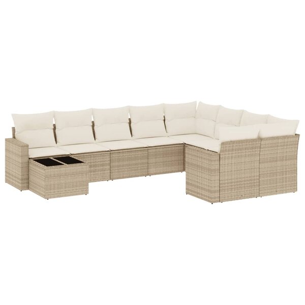 vidaXL Salon de jardin avec coussins 10 Pièces beige résine tressée