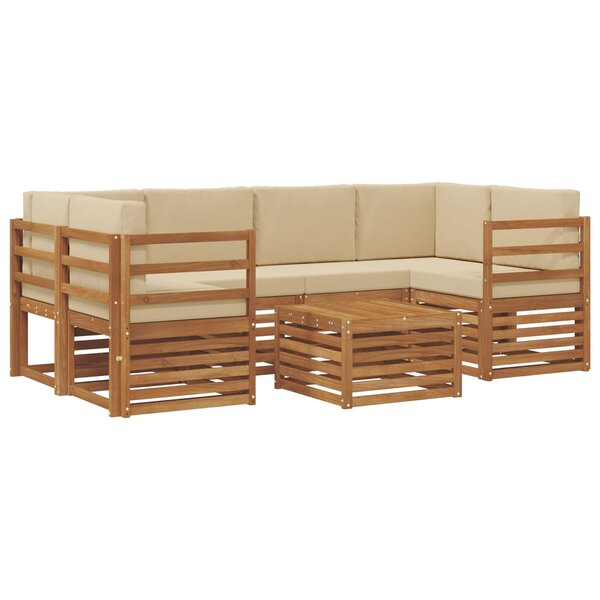 vidaXL Ensemble de canapés d'extérieur 7 pc Naturel et Beige