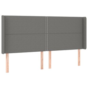 vidaXL Tête de lit avec oreilles Gris foncé 183x16x118/128 cm Tissu