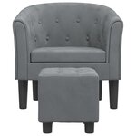 vidaXL Fauteuil avec repose-pied gris foncé velours