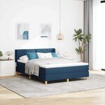 vidaXL Lit à Ressorts avec matelas Bleu 140 x 200 cm tissu