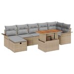 vidaXL Ensemble de canapé de jardin 8 Pièces Beige polyrotin