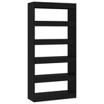 vidaXL Bibliothèque/Séparateur de pièce Noir Bois d'ingénierie