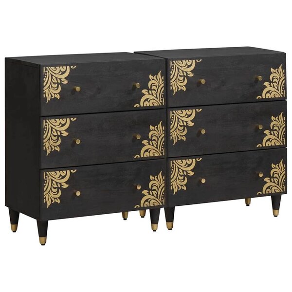 vidaXL Buffet 2 Pièces Noir 60 x 33 x 75 cm Bois de mangue massif