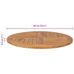vidaXL Dessus de table Bois de teck solide Rond 2 5 cm 90 cm