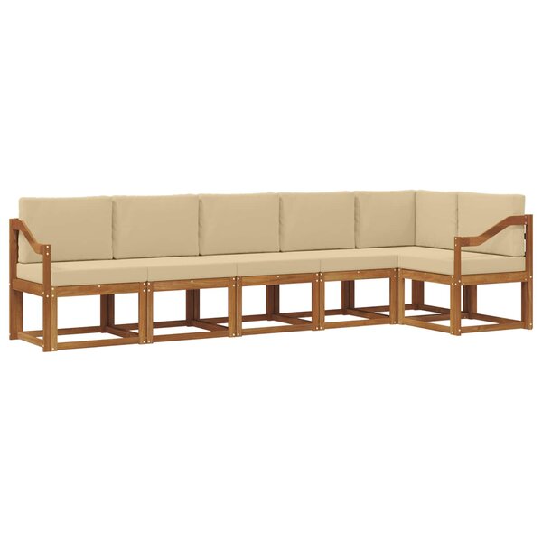 vidaXL Ensemble de canapés d'extérieur 6 pc Naturel et Beige