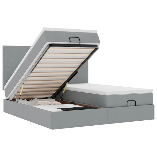 VidaXL Cadre de lit ottoman et matelas gris clair 200x200cm tissu