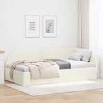 vidaXL Cadre de lit d'angle Crème 100 x 200 cm Velours