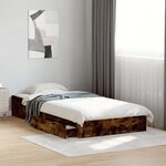 vidaXL Cadre de lit avec tiroirs sans matelas chêne fumé 90x190 cm