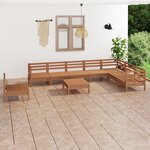 vidaXL Salon de jardin 9 Pièces Bois de pin massif Marron miel