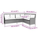 vidaXL Canapé de jardin avec coussins forme de L gris résine tressée