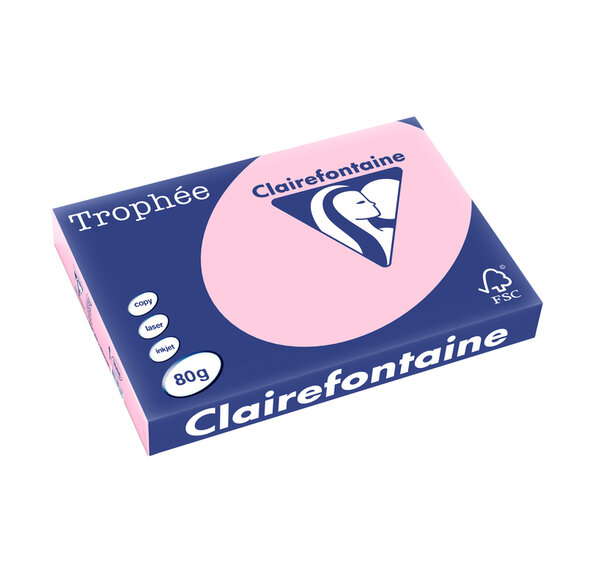 Ramette 500 Feuilles Papier 80g A3 420x297 mm ROSE x 5 TROPHÉE