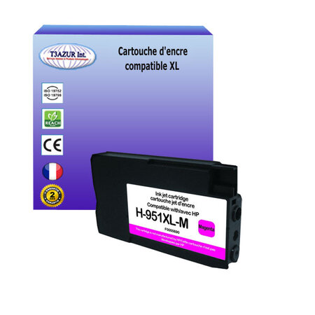 Cartouche compatible avec HP OfficeJet Pro 251DW, 276DW, 8100, 8600 remplace HP 951XL Magenta - T3AZUR