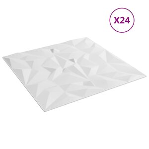 vidaXL Panneaux muraux 24 Pièces blanc 50x50 cm XPS 6 m² améthyste