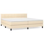 vidaXL Sommier à lattes de lit avec matelas Crème 200x200 cm Tissu