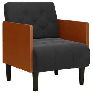 vidaXL Fauteuil avec accoudoirs noir 55 cm velours