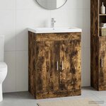 vidaXL Meuble sous lavabo de salle de bain Chêne fumé