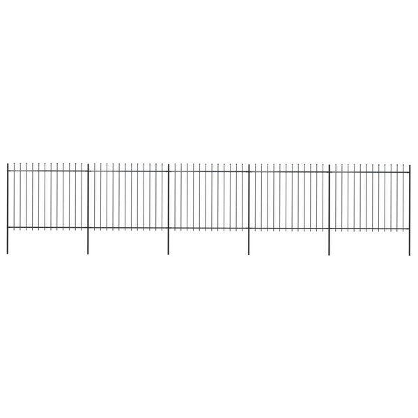 vidaXL Clôture de jardin avec dessus en lance Acier 8 5 x 1 5 m Noir