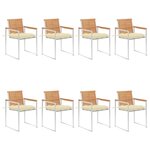 vidaXL Chaises de jardin lot de 8 avec coussins Bois de teck massif