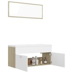 vidaXL Ensemble de meubles de bain Blanc et chêne sonoma Aggloméré