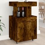 vidaXL Chariot de bar chêne fumé 50x41x89 cm bois d'ingénierie
