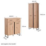 Ensemble meuble d'entrée - armoire  banc  panneau mural - 5pieces