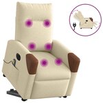 vidaXL Fauteuil inclinable de massage électrique Crème Tissu
