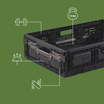 Pack and Move - Lot 3 Bacs Rangement Pliables - Charge 15 kg - 40 x 60 x 15 cm - Stockage  Outillage - Rangement Facile - Robustes - 31L