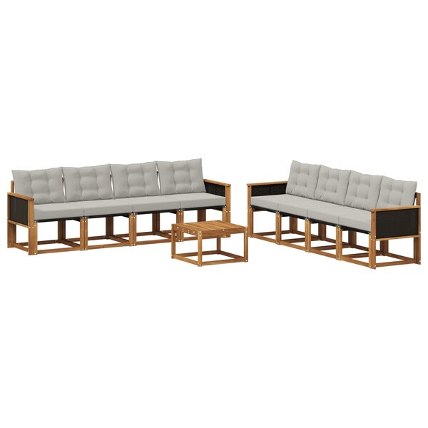 vidaXL Ensemble de canapés d'extérieur 9 pc Naturel et gris clair