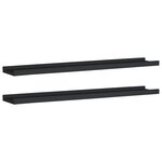 vidaXL Étagères à rebord pour cadre photo 2 Pièces Noir 80x9x3 cm MDF
