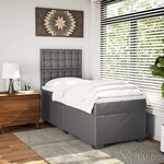 vidaXL Sommier à lattes de lit avec matelas Gris 90x190 cm Similicuir