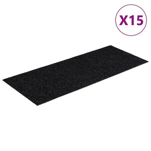 vidaXL Tapis d'escalier autocollants 15 pièces 60 x 25 cm Noir Rectangulaire