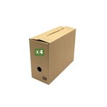 Pack and Move - Lot de 4 boîtes d'archives en carton ondulé robuste - 33 5 x 12 x 24 cm - Organisation pratique
