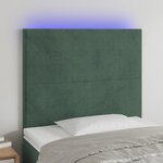 vidaXL Tête de lit à LED Vert foncé 90x5x118/128 cm Velours